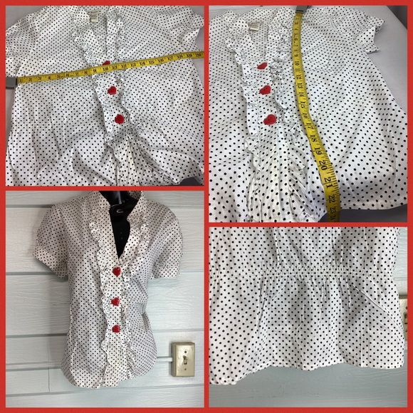 Polka Dot Ruffle Blouse with Heart Buttons 31 - Picture 6 of 7